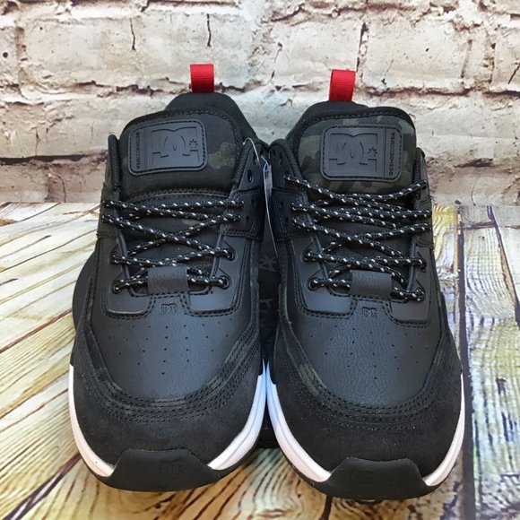 DC Shoe Company Men's Leather Black Camo Accent Low Skate Shoes Sneakers - Picture 2 of 7